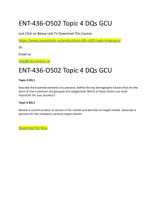 ENT-436-O502 Topic 4 DQs GCU