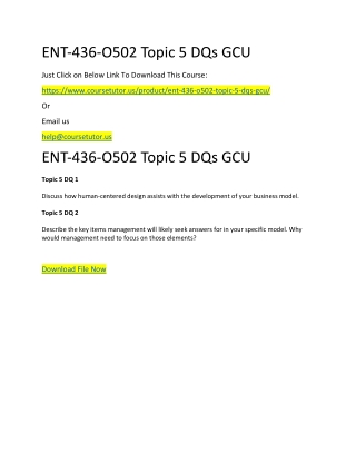 ENT-436-O502 Topic 5 DQs GCU