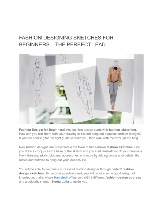 FASHION DESIGNING SKETCHES FOR BEGINNERS – THE PERFECT LEAD
