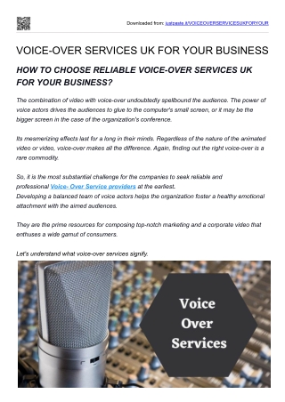 VOICE-OVER SERVICES UK FOR YOUR BUSINESS