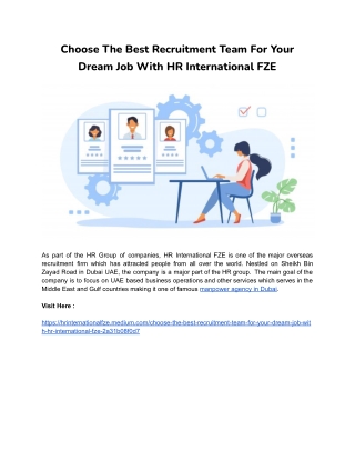 Choose The Best Recruitment Team For Your Dream Job With HR International FZE