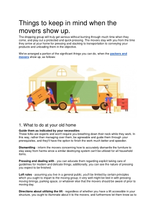 Things to keep in mind when the movers show up