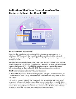 Indications That Your General merchandise Business Is Ready for Cloud ERP