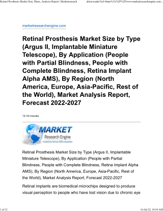 Retinal Prosthesis Market