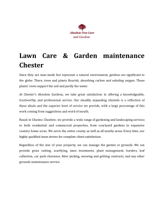 Lawn Care & Garden maintenance Chester