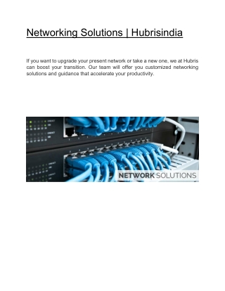 Networking Solutions | Hubrisindia