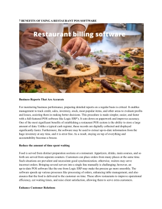 Restaurant billing software
