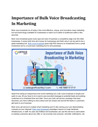 Importance of Bulk Voice Broadcasting In Marketing