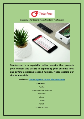 Iphone App For Second Phone Number | Telefeo.com