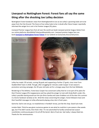Liverpool vs Nottingham Forest Forest fans all say the same thing after the shocking Joe Lolley decision