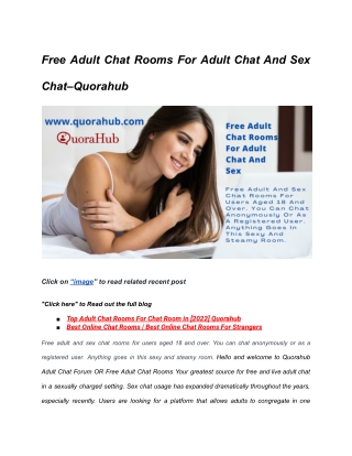 Free Adult Chat Rooms For Adult Chat And Sex Chat–Quorahub