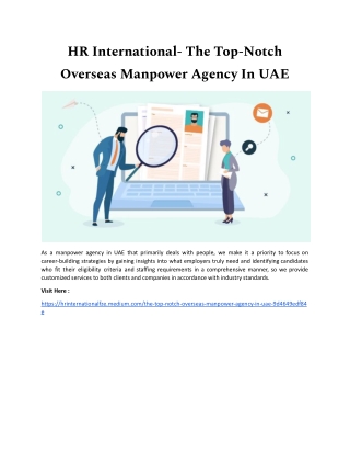 The Top-Notch Overseas Manpower Agency In UAE