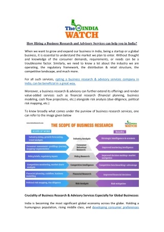 How Hiring a Business Research and Advisory Services can help you in India