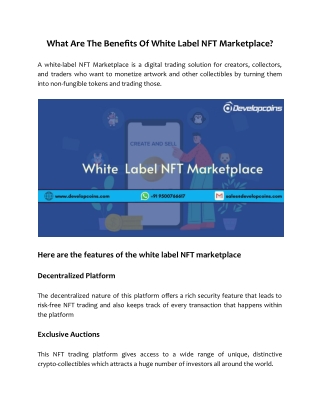 What Are The Benefits Of White Label NFT Marketplace_