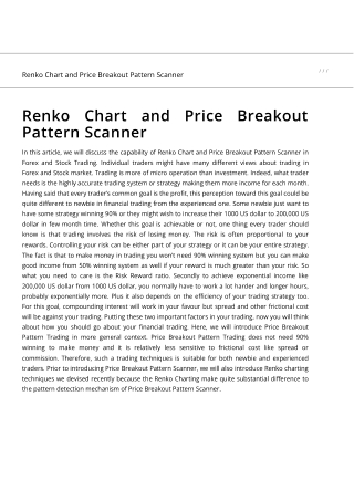 Renko Chart and Price Breakout Pattern Scanner