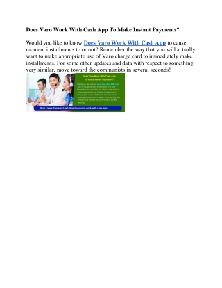Does Varo Work With Cash App To Make Instant Payment