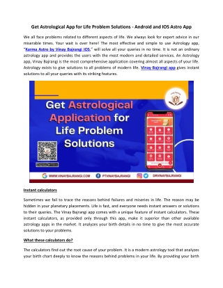 Get Astrological App for Life Problem Solutions