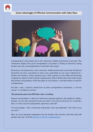 Seven Advantages of Effective Communication with Sales Reps