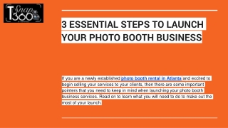 3 ESSENTIAL STEPS TO LAUNCH YOUR PHOTO BOOTH BUSINESS