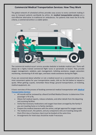 Commercial Medical Transportation Services: How They Work