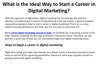 What is the Ideal Way to Start a Career in Digital Marketing