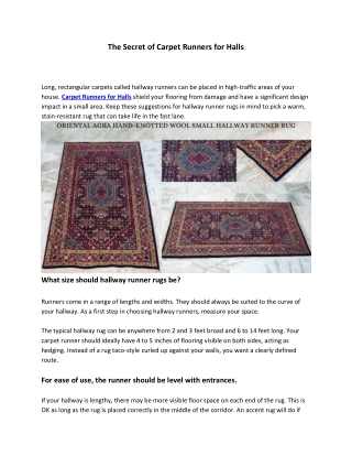 The Secret Of Carpet Runners For Halls