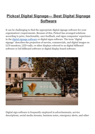 Pickcel Digital Signage— Best Digital Signage Software