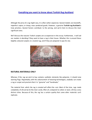 Everything you want to know about Turkish Rug Auckland