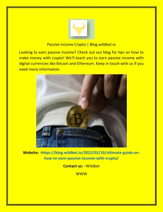 Passive Income Crypto  Blog.wildbet.io
