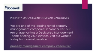 Property Management Company Vancouver  Bodewell