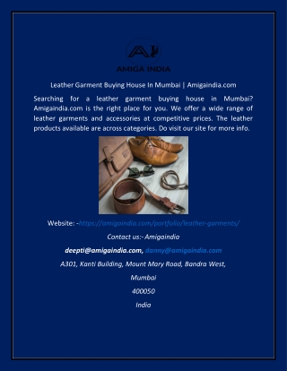 Leather Garment Buying House In Mumbai  Amigaindia