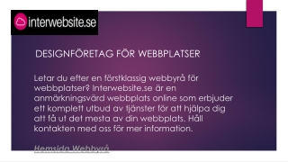 Designföretag för webbplatser  Interwebsite.se