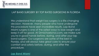 Lap Band Surgery by Top Rated Surgeons in Florida  Drmichaelchoi.com