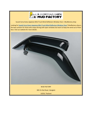 Suzuki Carry Every Japanese Mini Truck Wind Deflectors Window Visor | Mudfactory