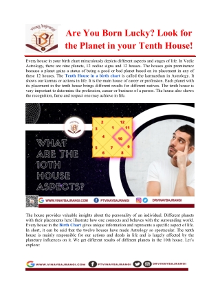 Are You Born Lucky? Look for the Planet in your Tenth House!