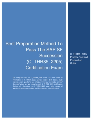 Best Preparation Method To Pass The SAP SF C_THR85_2205 Certification Exam