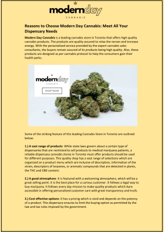 Reasons to Choose Modern Day Cannabis: Meet All Your Dispensary Needs