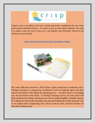 Real Estate Virtual Transaction Coordinator Online Crispctc