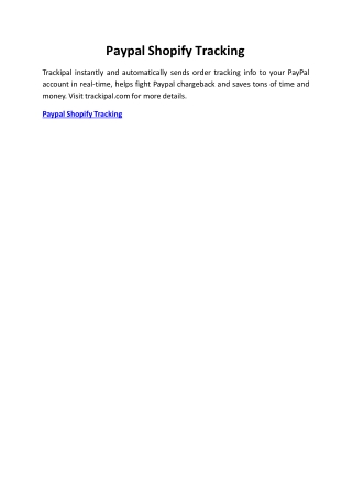 Paypal Shopify Tracking