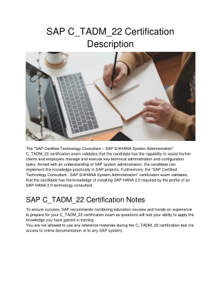 SAP C_TADM_22 Certification Description