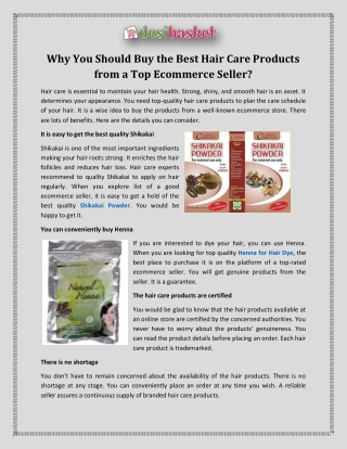 Why You Should Buy the Best Hair Care Products from a Top Ecommerce Seller?