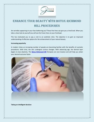 Enhance Your Beauty with Botox Richmond Hill Procedures