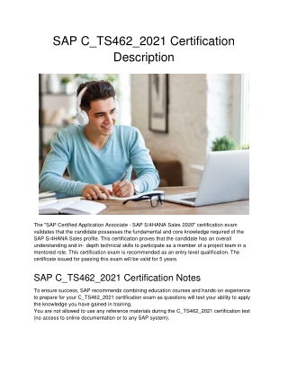 SAP C_TS462_2021 Certification Description