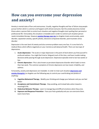 Anxiety therapy near me, Los Angeles