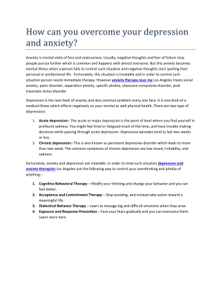 Anxiety therapy near me, Los Angeles