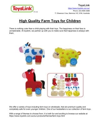 High Quality Farm Toys for Children