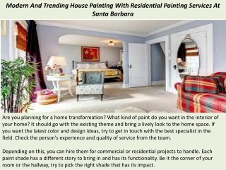 Modern And Trending House Painting With Residential Painting Services At Santa Barbara