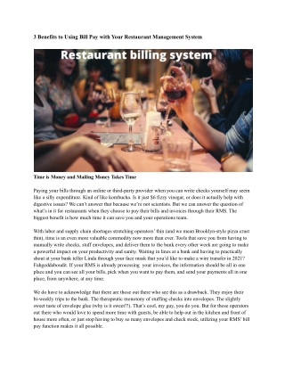 Restaurant billing system