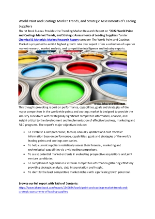 World Paint and Coatings Market Trends