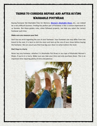 Things To Consider Before And After Buying Washable Footwear